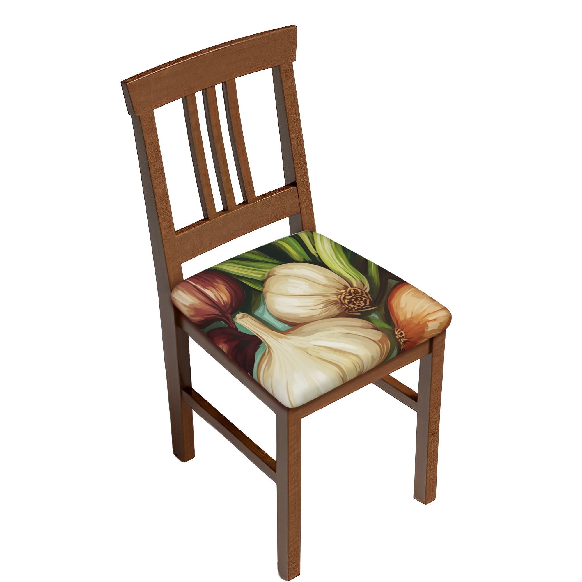 6PCS Elastic Chair Seat Covers with Vegetable Print β Removable Non-Slip Cushion Covers for Dining Chairs
