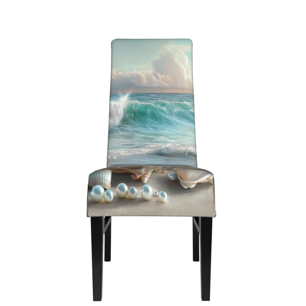 Ocean Theme Stretch Dining Chair Cover – Washable High Back Slipcover for Home, Banquet, Wedding & Hotel Use