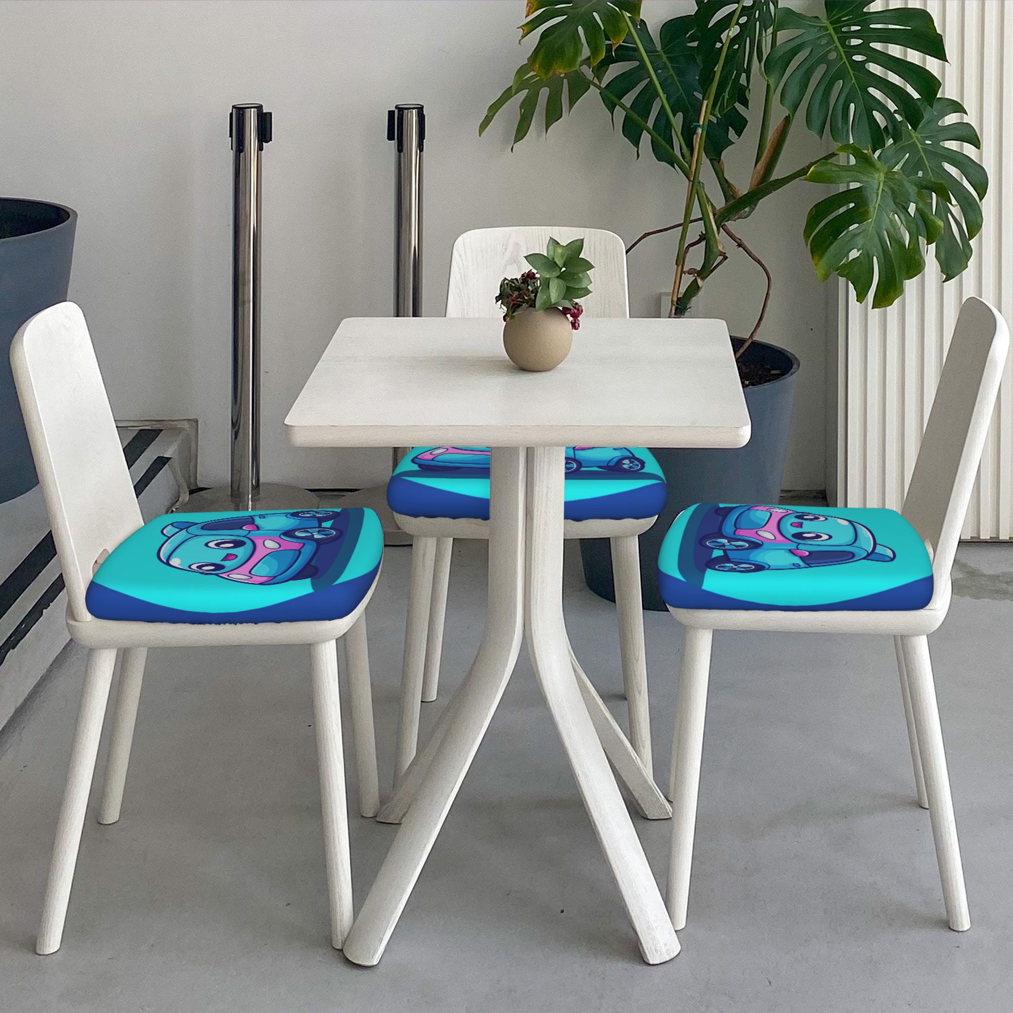 Cute Cartoon Car Chair Seat Cushion Covers (Set of 6) – 16.9"x16.9", Stretchable & Non-Slip