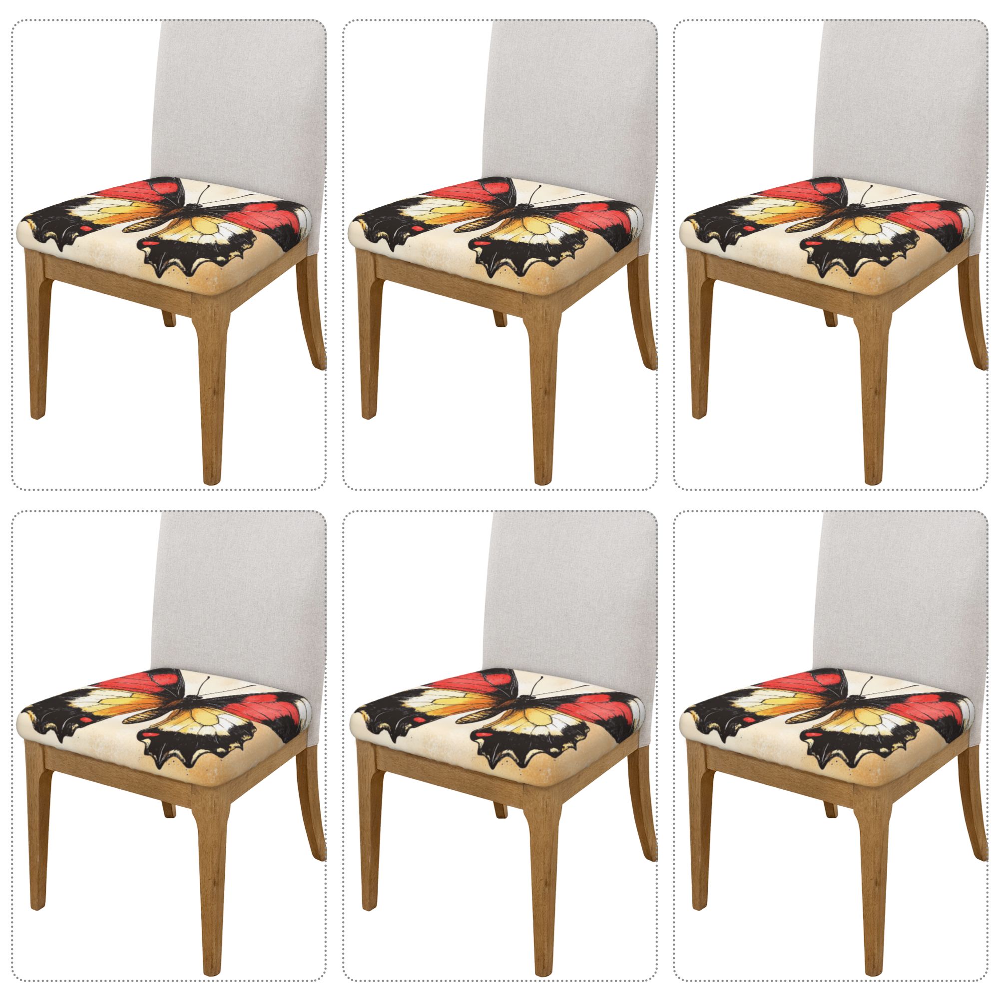 Colorful Butterfly Chair Seat Covers (Set of 6)