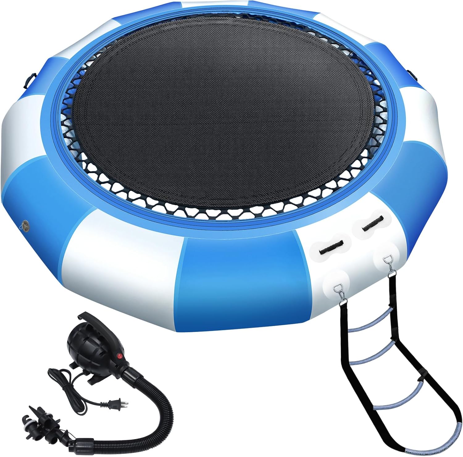 Inflatable Water Trampoline, 10FT/15FT/17FT Recreational Water Bouncer with Electric Pump